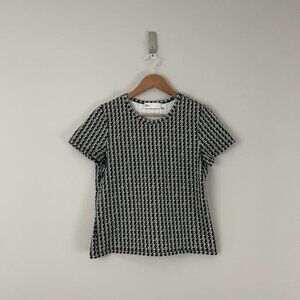 Tory Burch Black Basketweave Graphic Short Sleeve T-Shirt Size Medium